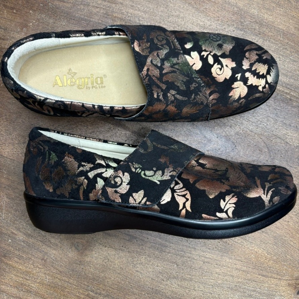 ALEGRIA Black Clogs EU‎ 41 Comfort Shoes Size Leather US 10.5-11 Nursing Medical